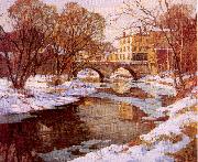 Mulhaupt, Frederick John Choate Bridge, Winter oil painting picture wholesale